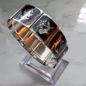 VINTAGE Siam Sterling Silver Niello Panel Bracelet